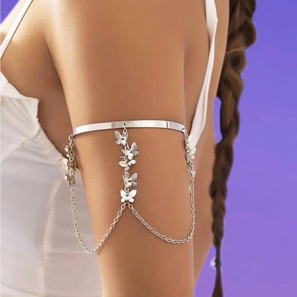 Silver Butterfly Arm Cuff - Picture 2 of 7